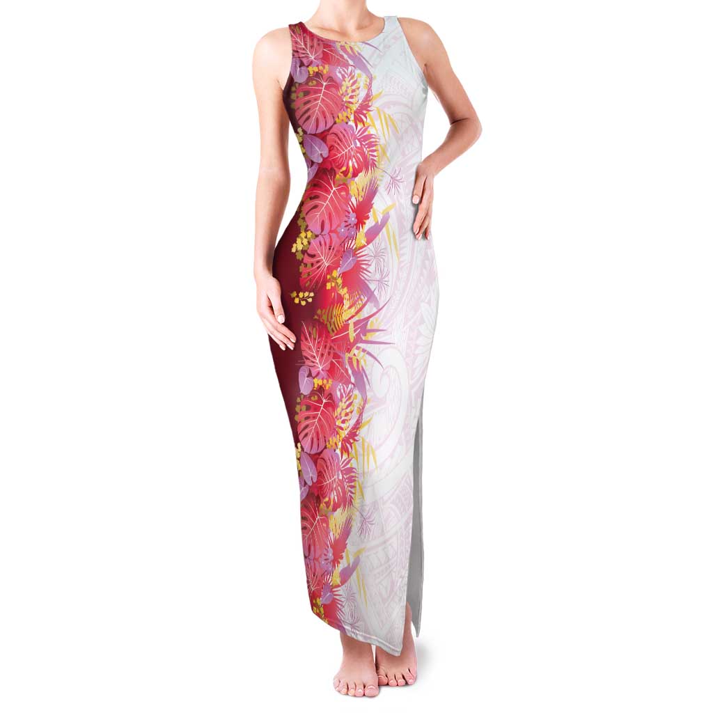 Hawaii Tropical Plant Akala Family Matching Tank Maxi Dress and Hawaiian Shirt Vibrant Polynesian Pattern LT01 Mom's Dress Pink - Polynesian Pride