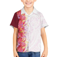 Hawaii Tropical Plant Akala Kid Hawaiian Shirt Vibrant Polynesian Pattern LT01 Kid Pink - Polynesian Pride