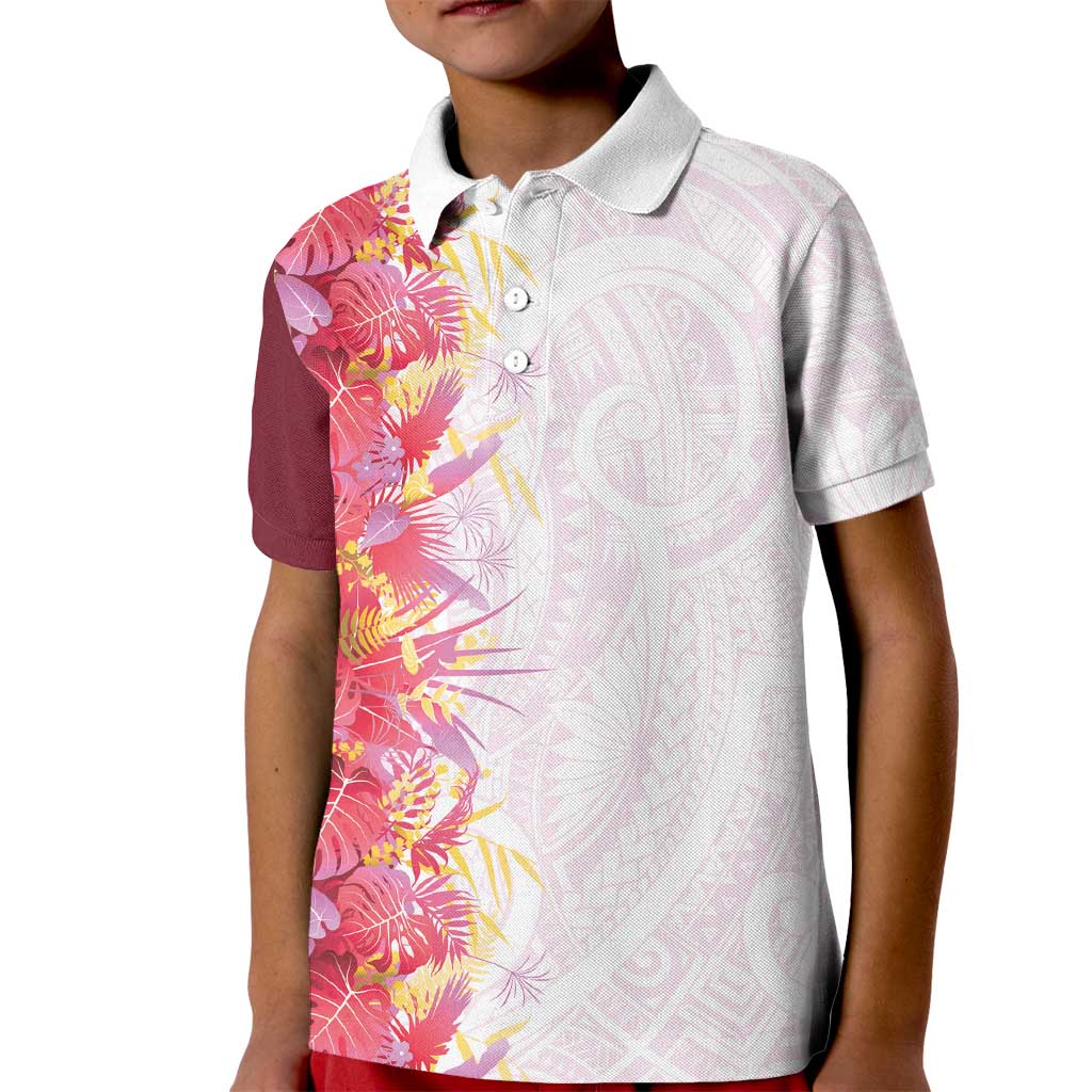 Hawaii Tropical Plant Akala Kid Polo Shirt Vibrant Polynesian Pattern
