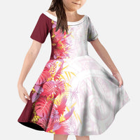 Hawaii Tropical Plant Akala Kid Short Sleeve Dress Vibrant Polynesian Pattern