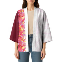 Hawaii Tropical Plant Akala Kimono Vibrant Polynesian Pattern