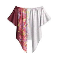 Hawaii Tropical Plant Akala Off Shoulder Wrap Waist Top Vibrant Polynesian Pattern LT01 Pink - Polynesian Pride