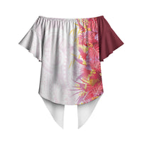 Hawaii Tropical Plant Akala Off Shoulder Wrap Waist Top Vibrant Polynesian Pattern LT01 - Polynesian Pride