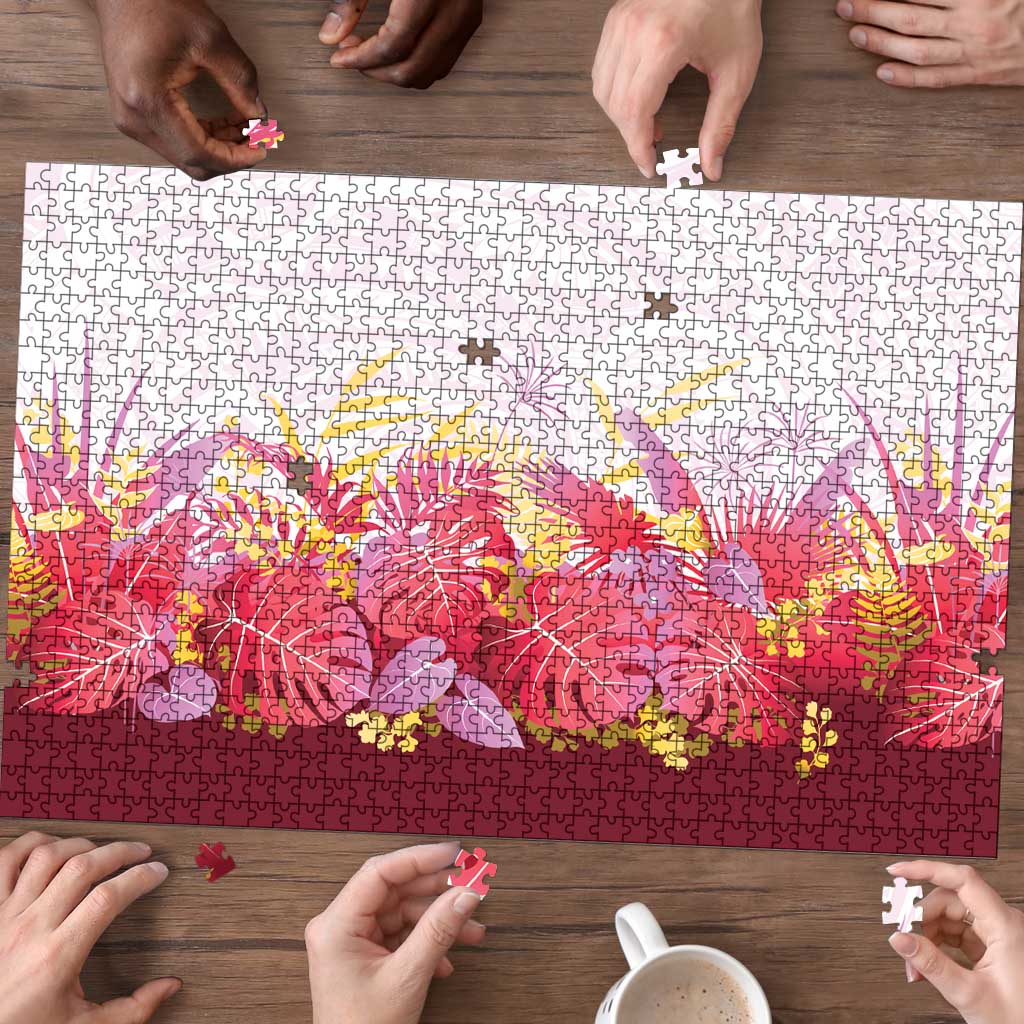 Hawaii Tropical Plant Akala Puzzle Vibrant Polynesian Pattern