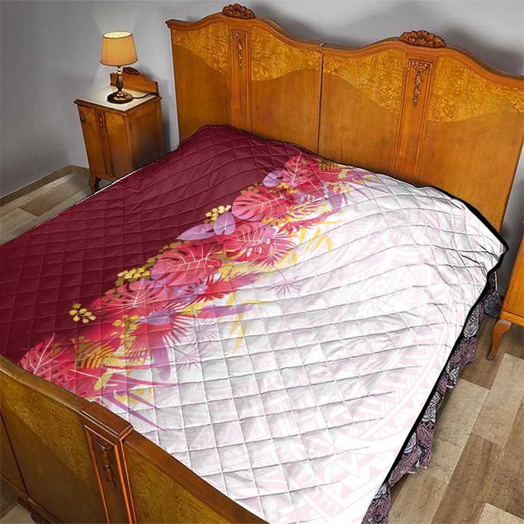 Hawaii Tropical Plant Akala Quilt Vibrant Polynesian Pattern