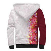 Hawaii Tropical Plant Akala Sherpa Hoodie Vibrant Polynesian Pattern
