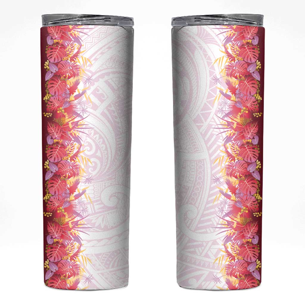 Hawaii Tropical Plant Akala Skinny Tumbler Vibrant Polynesian Pattern LT01 Pink - Polynesian Pride