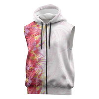 Hawaii Tropical Plant Akala Sleeveless Zip Hoodie Vibrant Polynesian Pattern LT01 Pink - Polynesian Pride