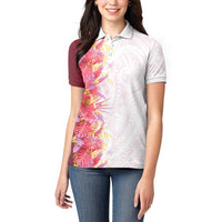 Hawaii Tropical Plant Akala Women Polo Shirt Vibrant Polynesian Pattern