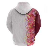 Hawaii Tropical Plant Akala Zip Hoodie Vibrant Polynesian Pattern