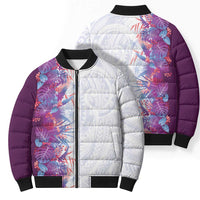 Hawaii Tropical Plant Poni Bomber Puffer Jacket Vibrant Polynesian Pattern