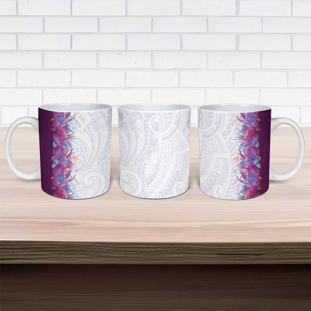 Hawaii Tropical Plant Poni Ceramic Mug Vibrant Polynesian Pattern
