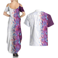 Hawaii Tropical Plant Poni Couples Matching Summer Maxi Dress and Hawaiian Shirt Vibrant Polynesian Pattern LT01 - Polynesian Pride
