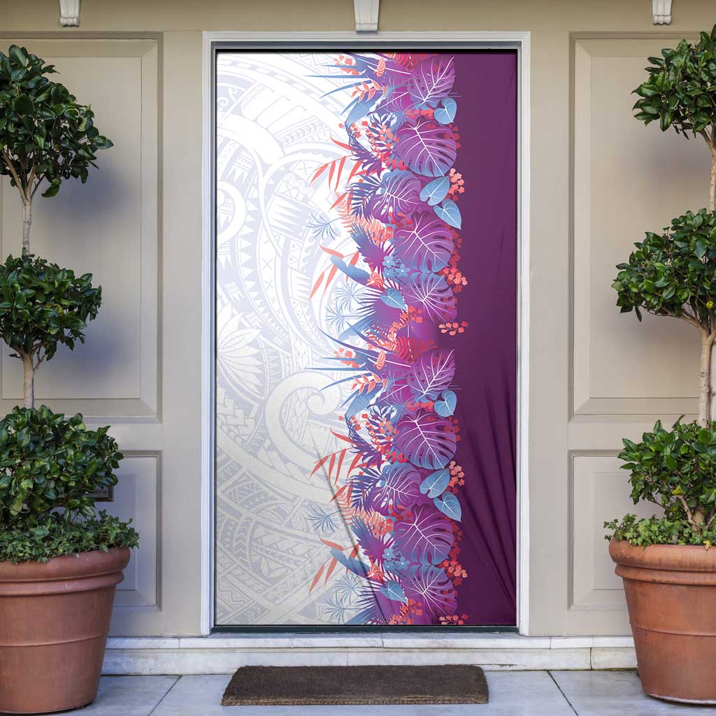 Hawaii Tropical Plant Poni Door Cover Vibrant Polynesian Pattern