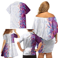 Hawaii Tropical Plant Poni Family Matching Off Shoulder Short Dress and Hawaiian Shirt Vibrant Polynesian Pattern LT01 - Polynesian Pride