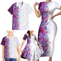 Hawaii Tropical Plant Poni Family Matching Short Sleeve Bodycon Dress and Hawaiian Shirt Vibrant Polynesian Pattern LT01 - Polynesian Pride