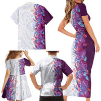 Hawaii Tropical Plant Poni Family Matching Short Sleeve Bodycon Dress and Hawaiian Shirt Vibrant Polynesian Pattern LT01 - Polynesian Pride