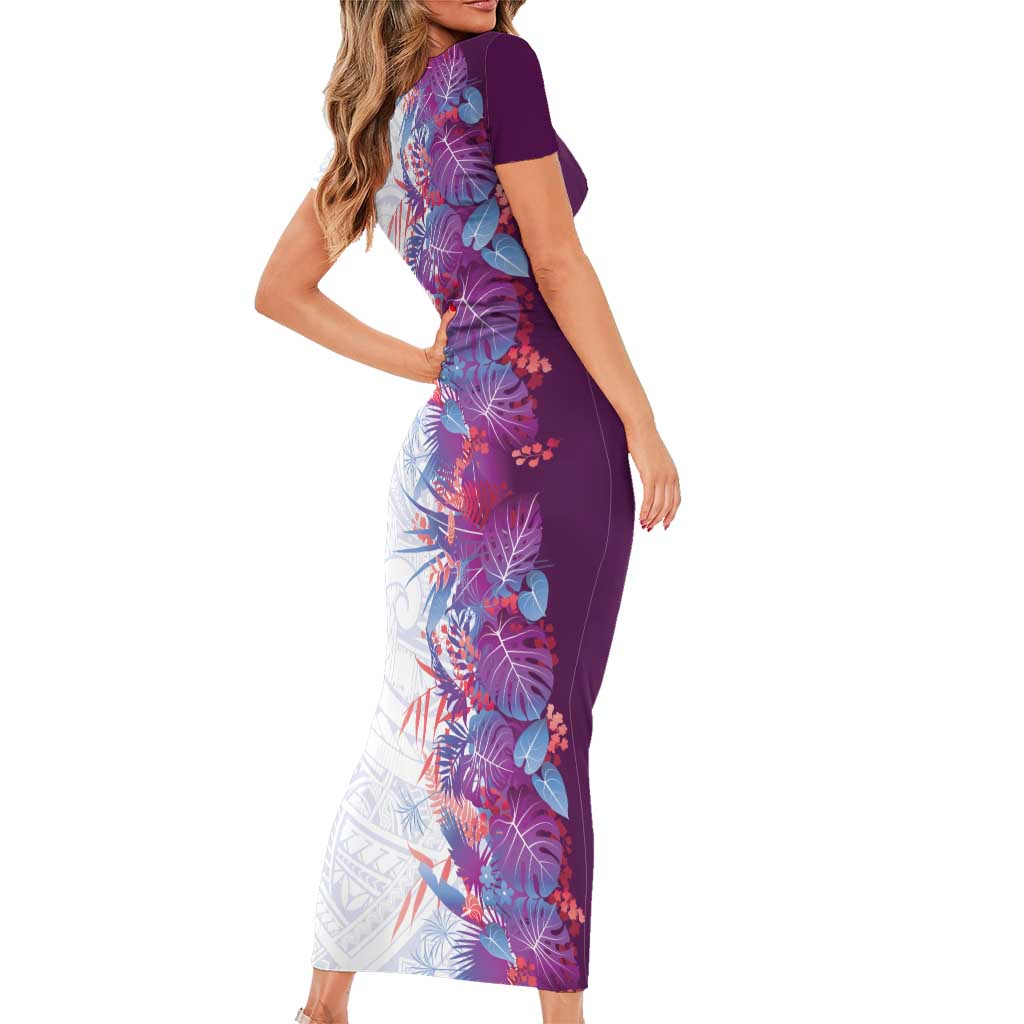 Hawaii Tropical Plant Poni Family Matching Short Sleeve Bodycon Dress and Hawaiian Shirt Vibrant Polynesian Pattern LT01 - Polynesian Pride