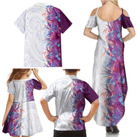 Hawaii Tropical Plant Poni Family Matching Summer Maxi Dress and Hawaiian Shirt Vibrant Polynesian Pattern LT01 - Polynesian Pride