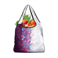 Hawaii Tropical Plant Poni Grocery Bag Vibrant Polynesian Pattern