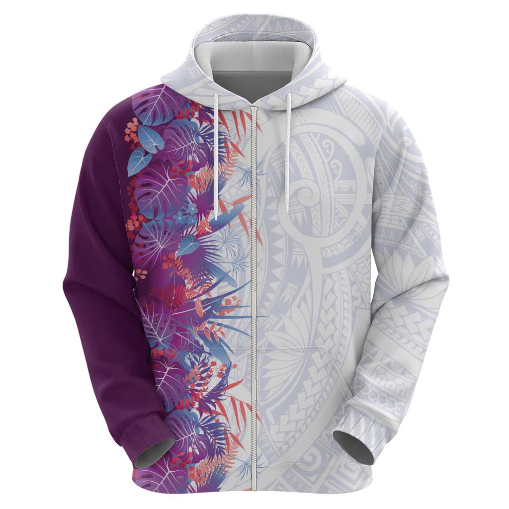 Hawaii Tropical Plant Poni Hoodie Vibrant Polynesian Pattern