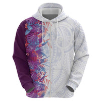 Hawaii Tropical Plant Poni Hoodie Vibrant Polynesian Pattern