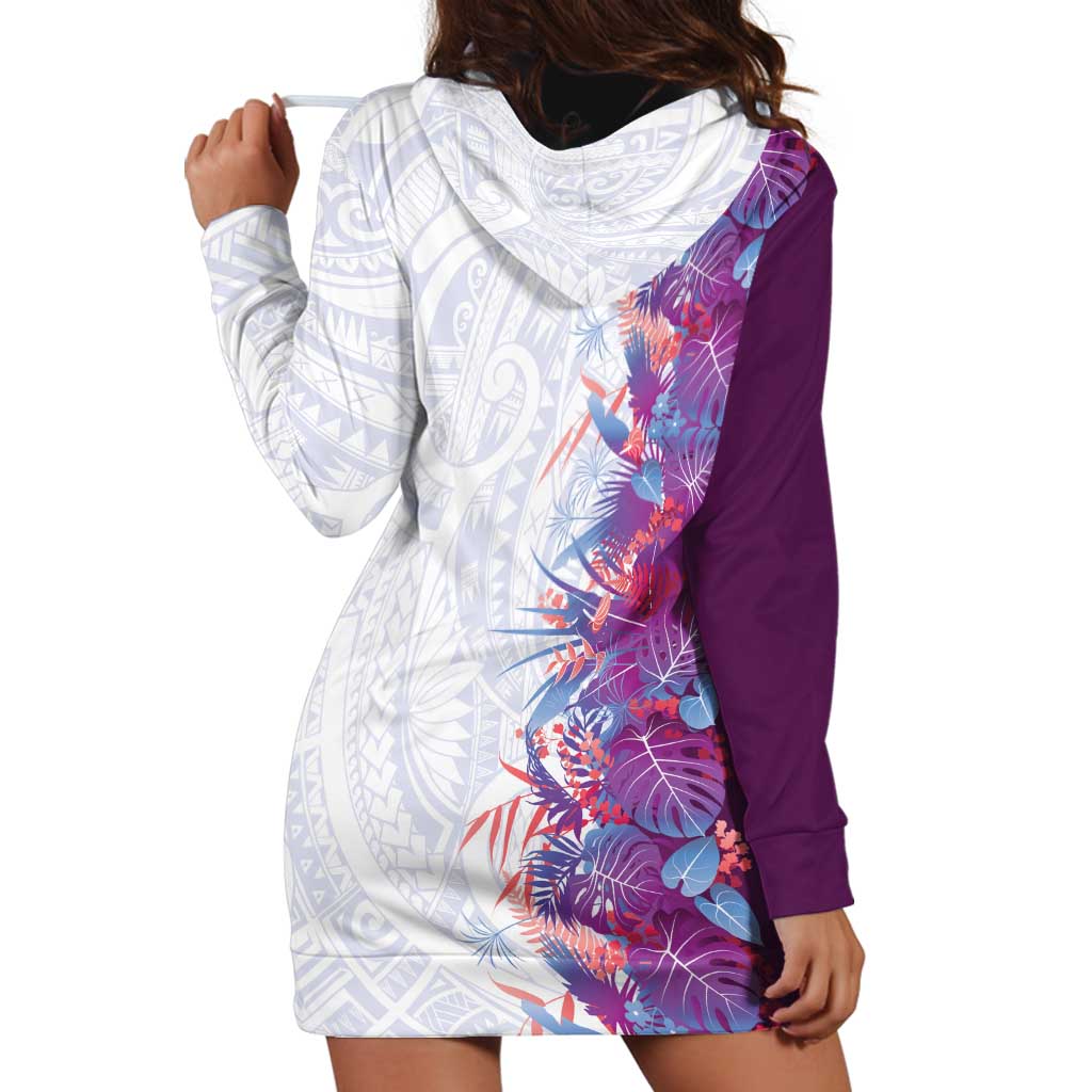 Hawaii Tropical Plant Poni Hoodie Dress Vibrant Polynesian Pattern