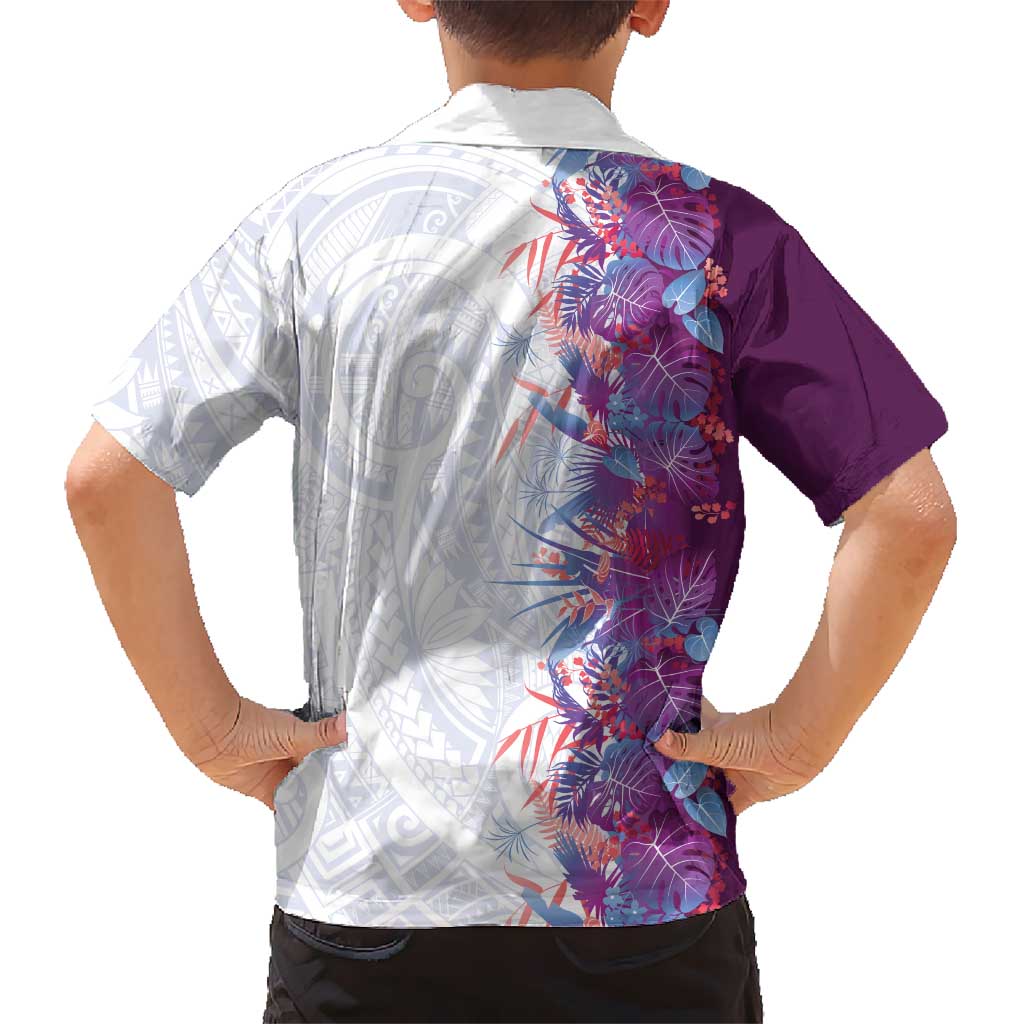 Hawaii Tropical Plant Poni Kid Hawaiian Shirt Vibrant Polynesian Pattern