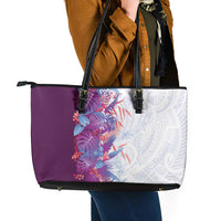Hawaii Tropical Plant Poni Leather Tote Bag Vibrant Polynesian Pattern
