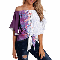 Hawaii Tropical Plant Poni Off Shoulder Wrap Waist Top Vibrant Polynesian Pattern LT01 - Polynesian Pride