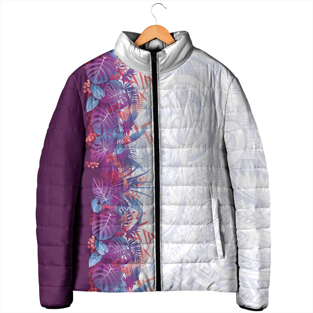 Hawaii Tropical Plant Poni Padded Jacket Vibrant Polynesian Pattern