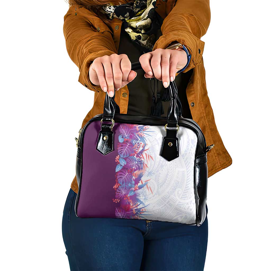 Hawaii Tropical Plant Poni Shoulder Handbag Vibrant Polynesian Pattern