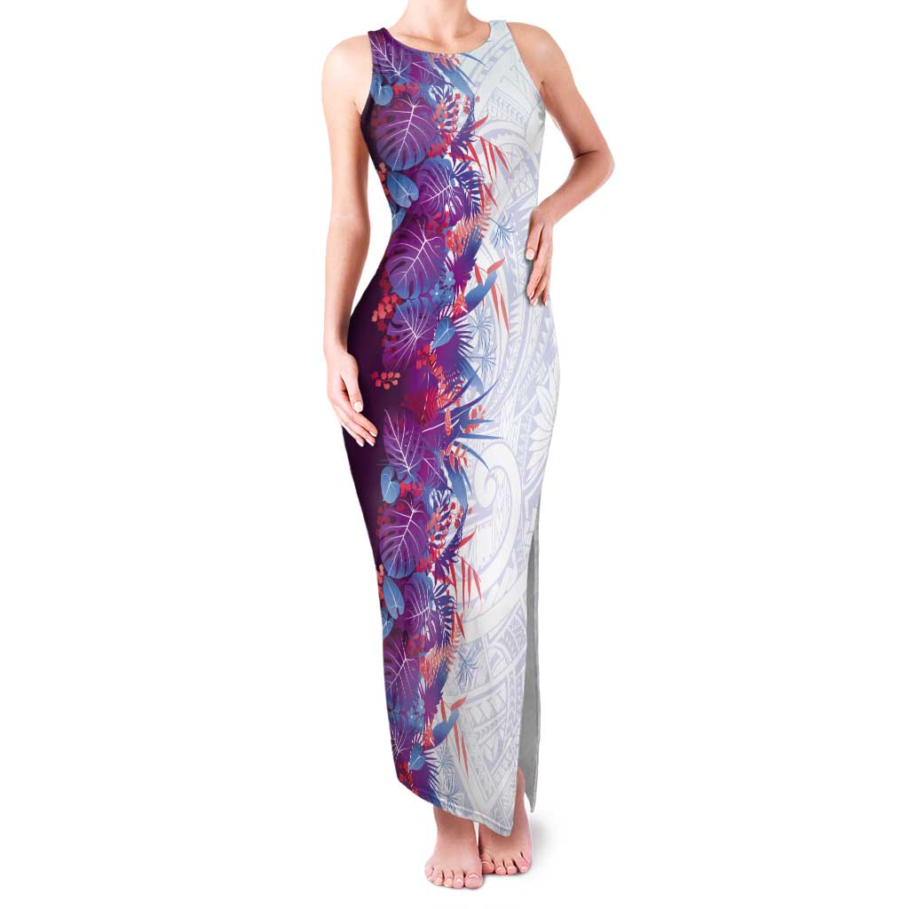 Hawaii Tropical Plant Poni Tank Maxi Dress Vibrant Polynesian Pattern LT01 Women Purple - Polynesian Pride