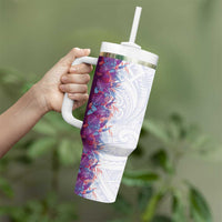 Hawaii Tropical Plant Poni Tumbler With Handle Vibrant Polynesian Pattern