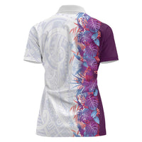 Hawaii Tropical Plant Poni Women Polo Shirt Vibrant Polynesian Pattern