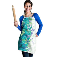 Hawaii Tropical Plant Teal Apron Vibrant Polynesian Pattern