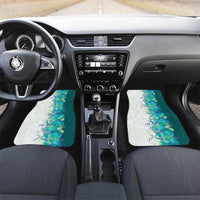 Hawaii Tropical Plant Teal Car Mats Vibrant Polynesian Pattern