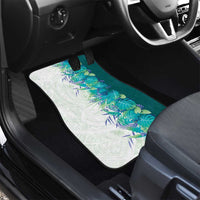 Hawaii Tropical Plant Teal Car Mats Vibrant Polynesian Pattern