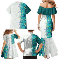 Hawaii Tropical Plant Teal Family Matching Mermaid Dress and Hawaiian Shirt Vibrant Polynesian Pattern LT01 - Polynesian Pride