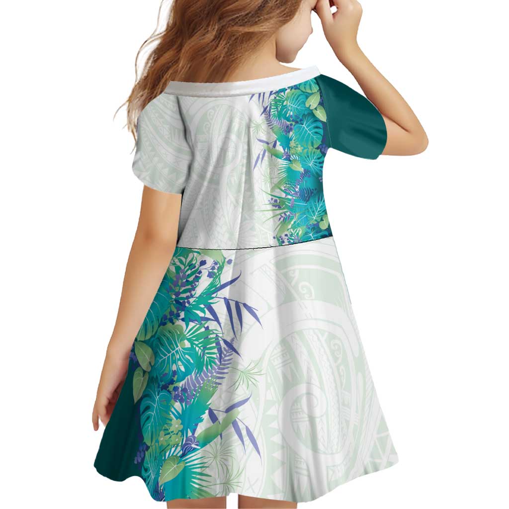 Hawaii Tropical Plant Teal Family Matching Off The Shoulder Long Sleeve Dress and Hawaiian Shirt Vibrant Polynesian Pattern LT01 - Polynesian Pride