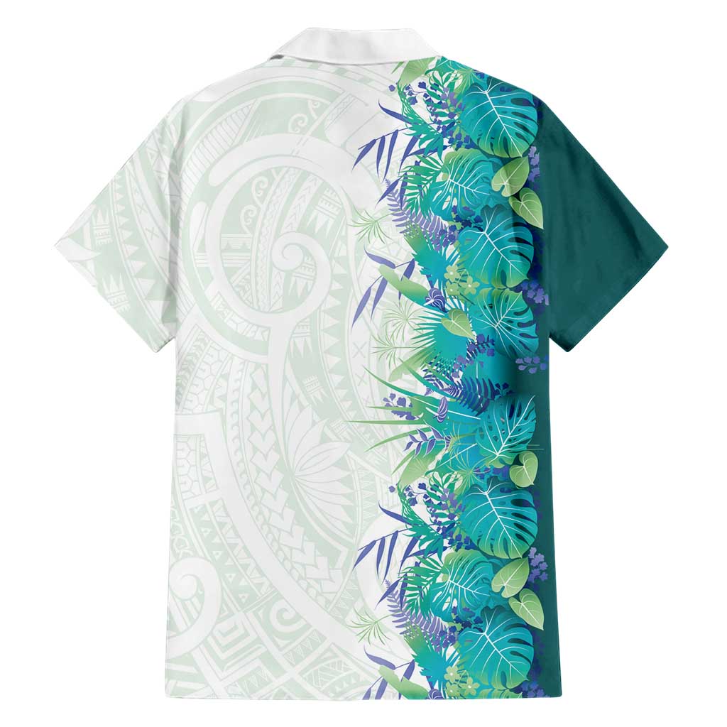 Hawaii Tropical Plant Teal Family Matching Off Shoulder Short Dress and Hawaiian Shirt Vibrant Polynesian Pattern LT01 - Polynesian Pride