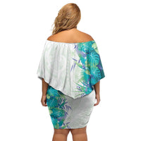 Hawaii Tropical Plant Teal Family Matching Off Shoulder Short Dress and Hawaiian Shirt Vibrant Polynesian Pattern LT01 - Polynesian Pride