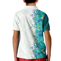 Hawaii Tropical Plant Teal Kid Polo Shirt Vibrant Polynesian Pattern LT01 - Polynesian Pride