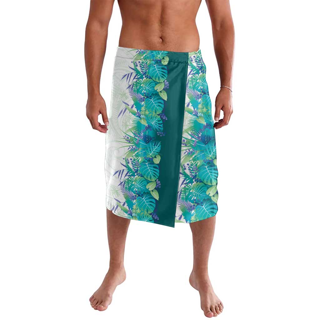 Hawaii Tropical Plant Teal Lavalava Vibrant Polynesian Pattern