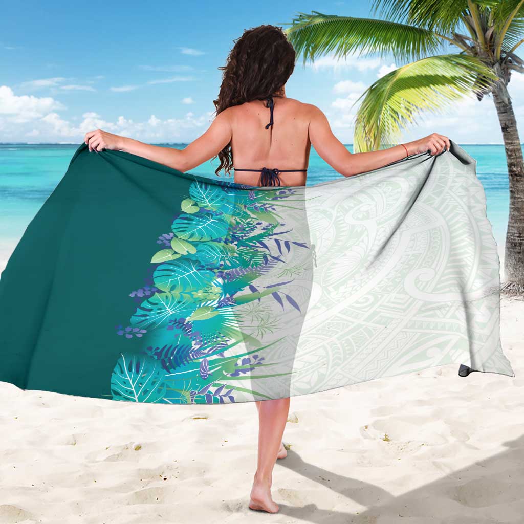 Hawaii Tropical Plant Teal Sarong Vibrant Polynesian Pattern