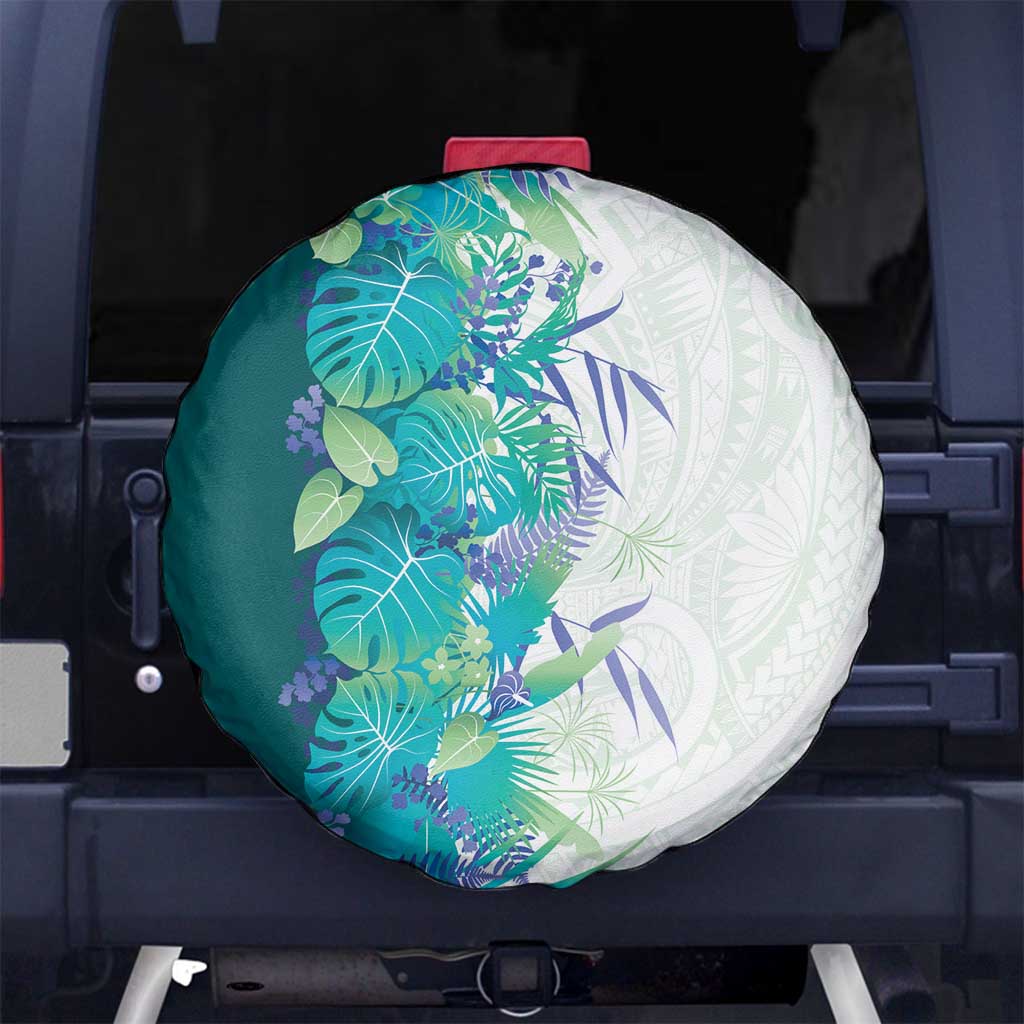 Hawaii Tropical Plant Teal Spare Tire Cover Vibrant Polynesian Pattern LT01 No hole Teal - Polynesian Pride