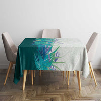 Hawaii Tropical Plant Teal Tablecloth Vibrant Polynesian Pattern