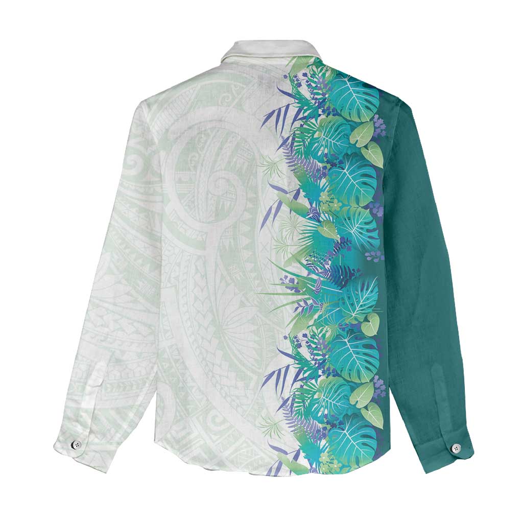 Hawaii Tropical Plant Teal Women Casual Shirt Vibrant Polynesian Pattern LT01 - Polynesian Pride