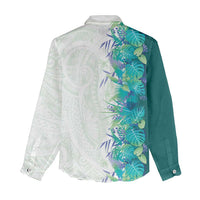 Hawaii Tropical Plant Teal Women Casual Shirt Vibrant Polynesian Pattern LT01 - Polynesian Pride