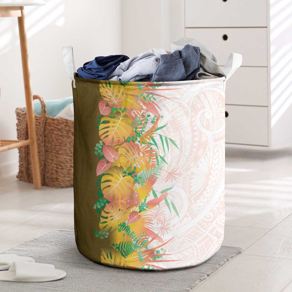 Hawaii Tropical Plant Lenalena Laundry Basket Vibrant Polynesian Pattern